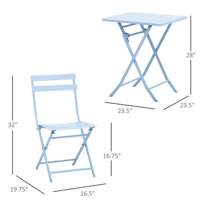 3 Piece Bistro Set, Foldable Patio Chairs, Square Table, Blue Bistro Sets at Gallery Canada