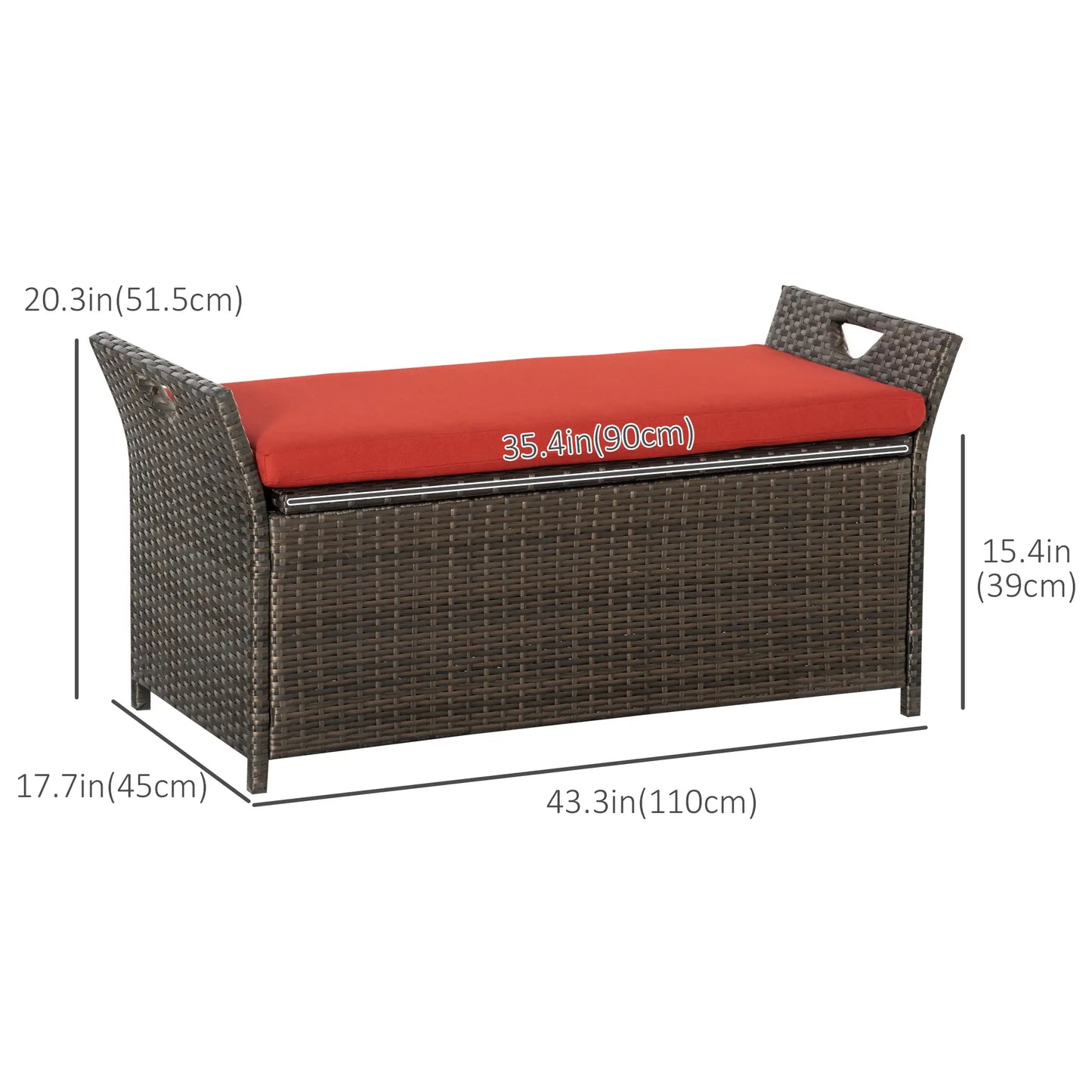 2-In-1 Outdoor PE Rattan Storage Bench, 29 Gallon, Red Patio Storage Boxes at Gallery Canada