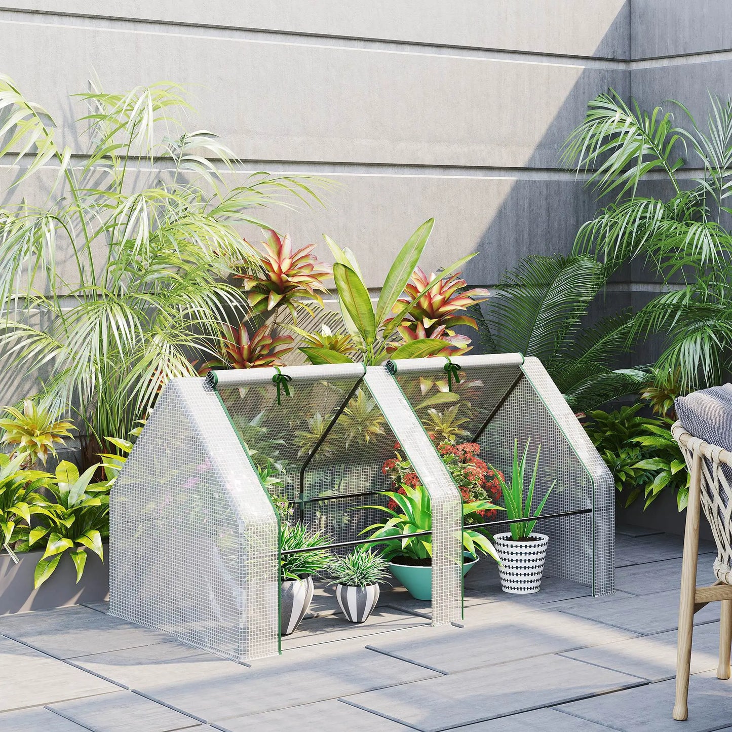 6' x 3' x 3' Portable Tunnel Greenhouse, Large Zipper Doors, Water UV PE Cover, White Mini Greenhouses at Gallery Canada