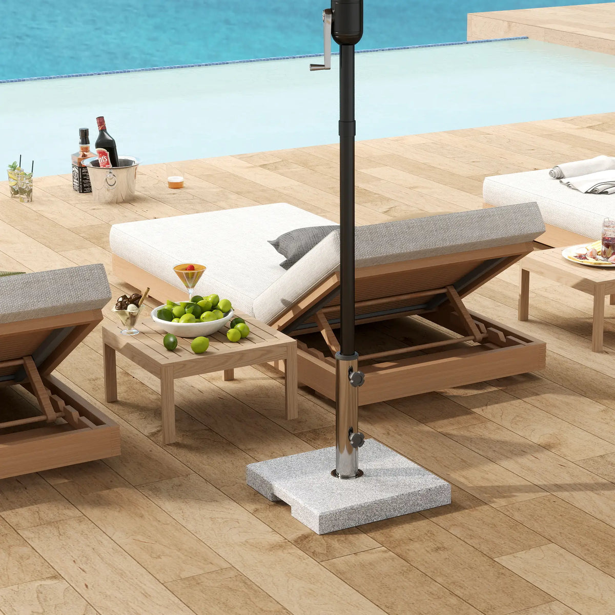 Square Patio Umbrella Base, Outdoor Stand with Handles, Heavy Duty, Grey Umbrella Bases at Gallery Canada