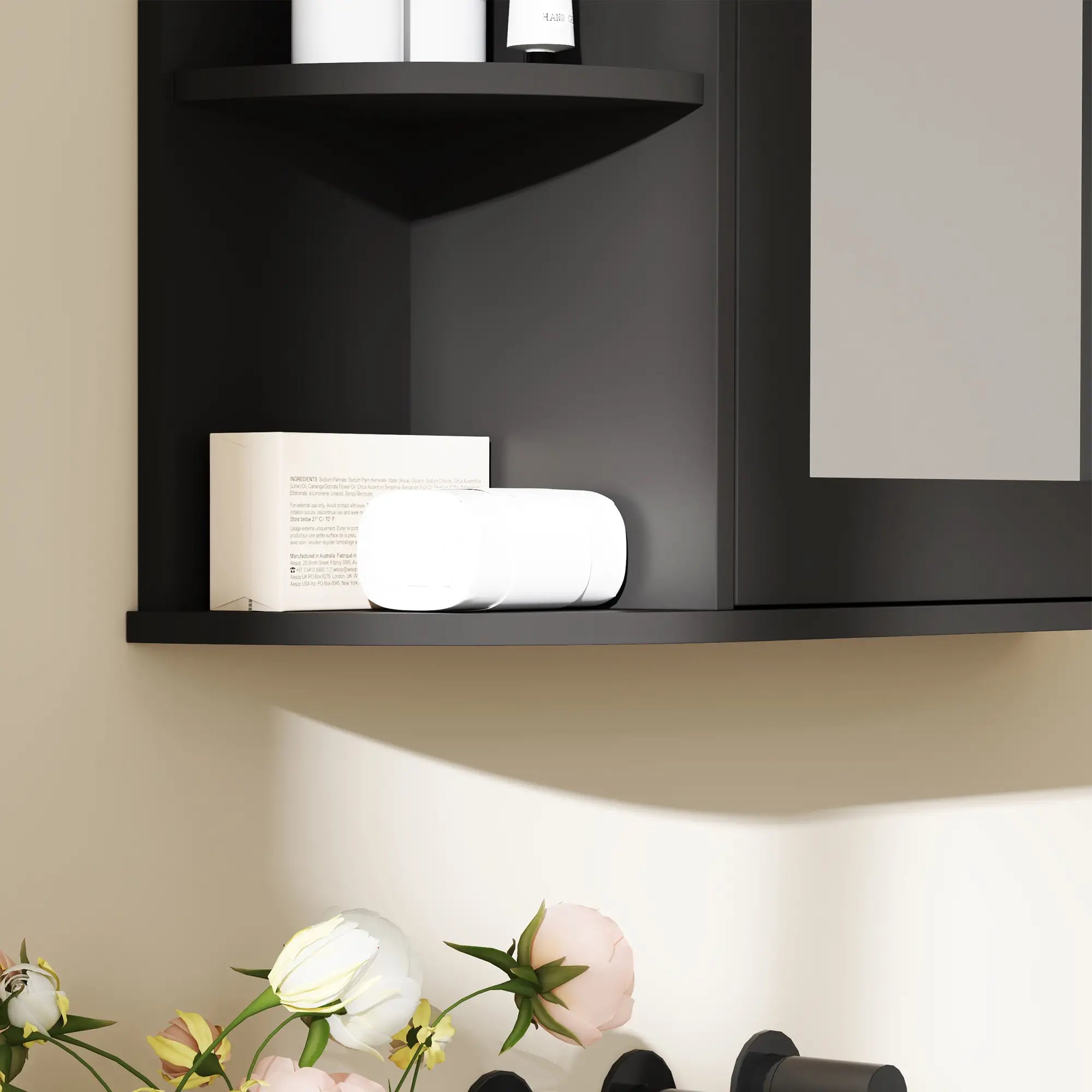 Mirrored Bathroom Wall Cabinet, Wall Mounted, With Door & Shelves, Black Mirror Medicine Cabinets at Gallery Canada