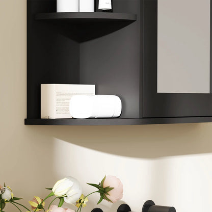 Mirrored Bathroom Wall Cabinet, Wall Mounted, With Door & Shelves, Black Mirror Medicine Cabinets at Gallery Canada
