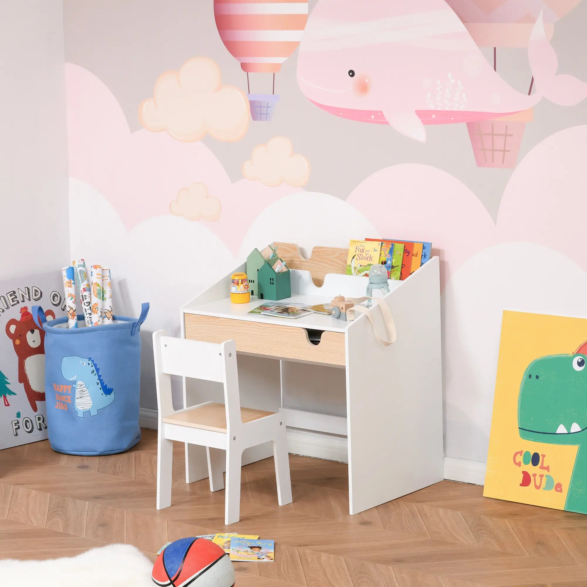 Kids Desk and Chair Set with Storage Drawer, for 6-10 Years Kids Desk Sets at Gallery Canada