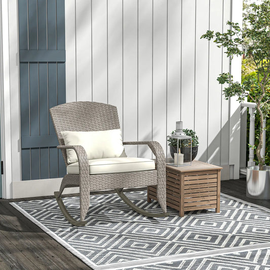 Adirondack Chair, Outdoor Wicker Rocking Chair, Cream White Patio Chairs Cream White, Grey at Gallery Canada