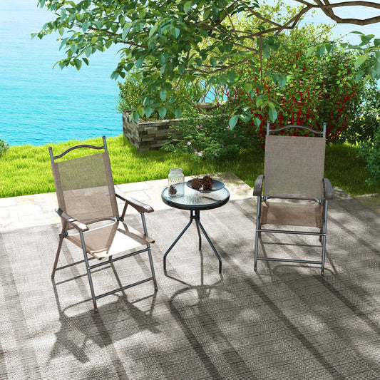 2 Pcs Folding Patio Camping Chairs With Armrest Patio Chairs Brown at Gallery Canada