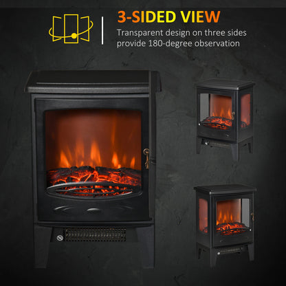 Electric Fireplace Heater, Freestanding, Adjustable Flame, Temperature, 750W/1500W, Black Electric Fireplaces at Gallery Canada