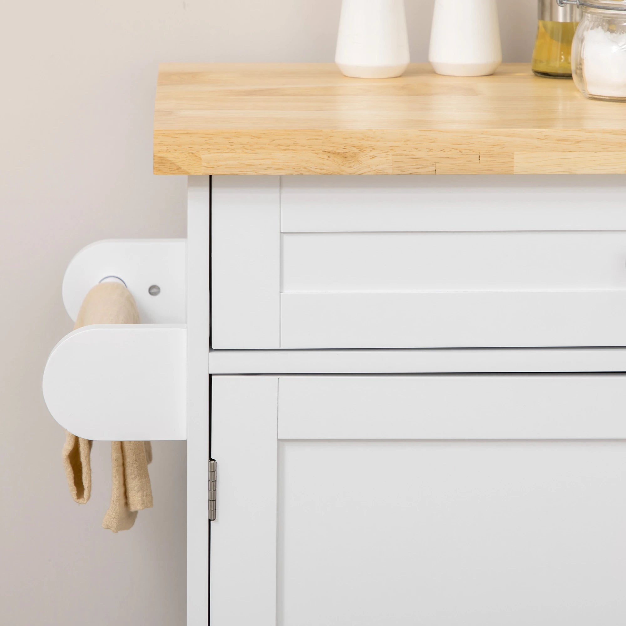 Kitchen Island with Storage, Adjustable Shelf, Drawer, Spice Rack, White Kitchen Islands & Kitchen Carts at Gallery Canada