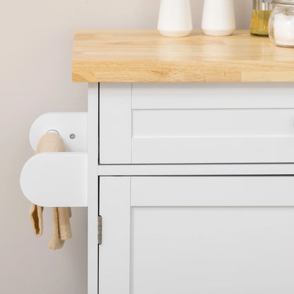 Kitchen Island with Storage, Adjustable Shelf, Drawer, Spice Rack, White Kitchen Islands & Kitchen Carts at Gallery Canada