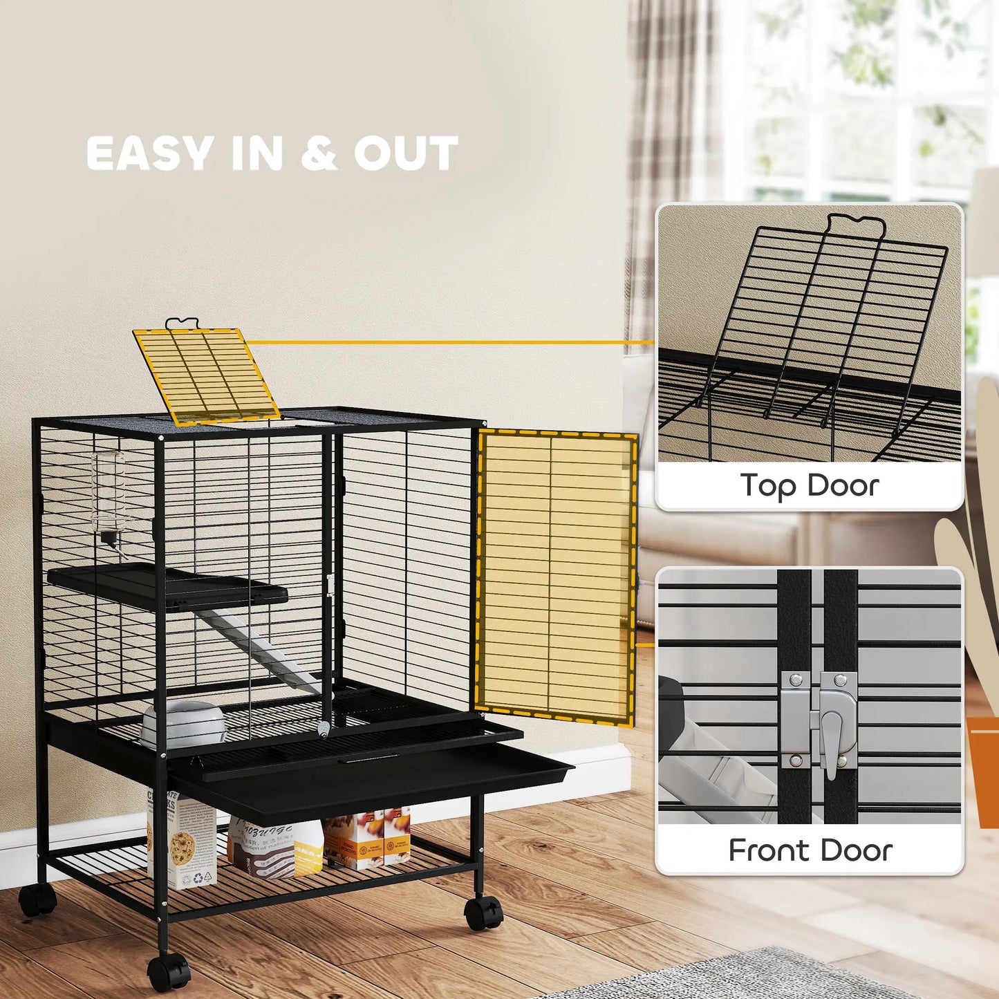 Small Animal Cage 34"H, Removable Tray, Storage Shelf, Black Houses & Habitats at Gallery Canada