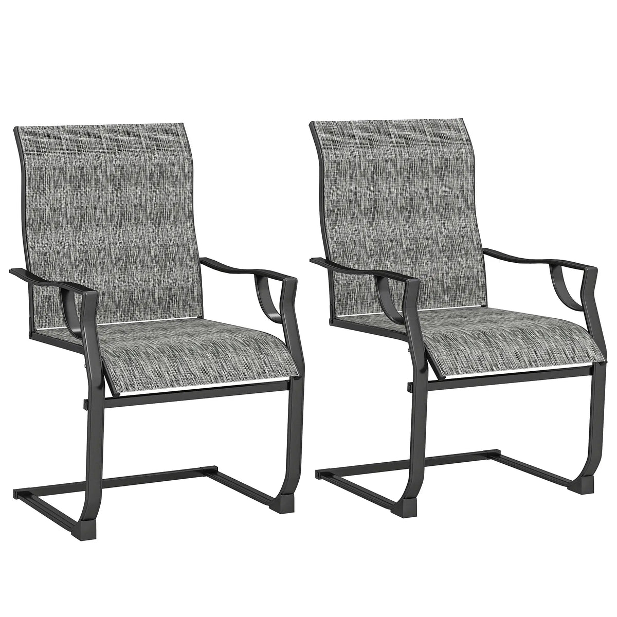 C Spring Motion Patio Chairs Set of 2, High Backrest, Armrest, Breathable Fabric Patio Chairs at Gallery Canada