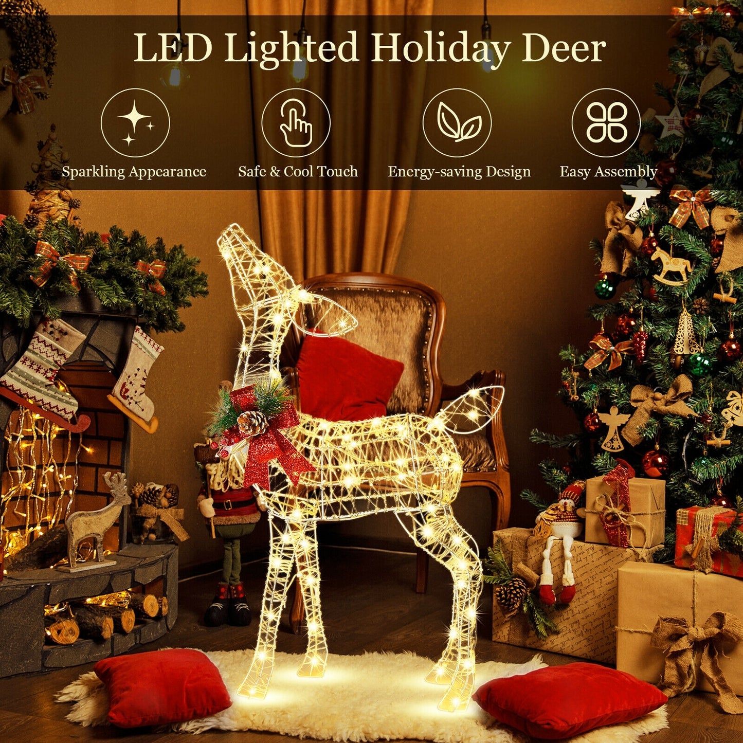Lighted Christmas Reindeer Decorations, 50 LED Lights, Outdoor Yard Christmas Decor & Accessories at Gallery Canada