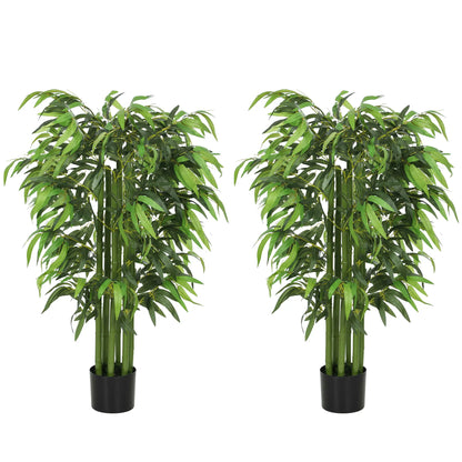 4.6FT Artificial Bamboo Tree Set, Decorative Faux Plant In Nursery Pot Artificial Trees Green at Gallery Canada
