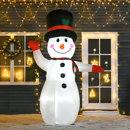 8 Ft Outdoor Lighted Inflatable Christmas Decoration, Waving Snowman Christmas Inflatables White at Gallery Canada