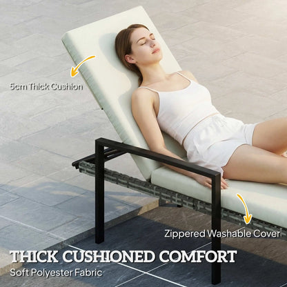 Outdoor Wicker Chaise Lounge Chairs, Set of 2, 5-Level Adjustable Backrest Wicker Chaise Loungers at Gallery Canada