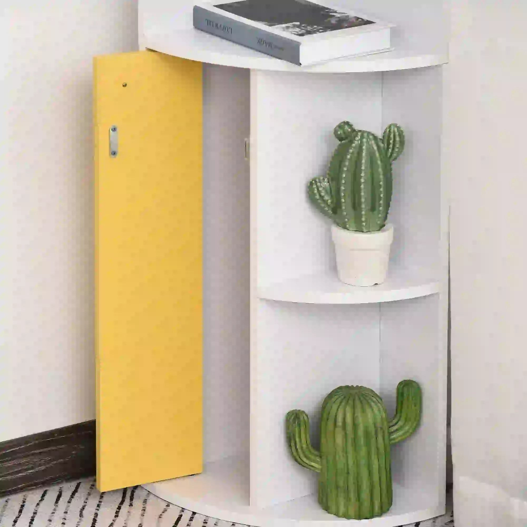 5-Tier Corner Bookcase, Storage Bookshelf, Open Compartments, Cabinet, White White Bookshelves at Gallery Canada