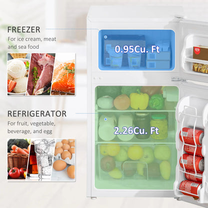 3.2 Cu Ft Compact Refrigerator, Mini Fridge with Freezer, Adjustable Shelves, White Small Kitchen Appliances at Gallery Canada