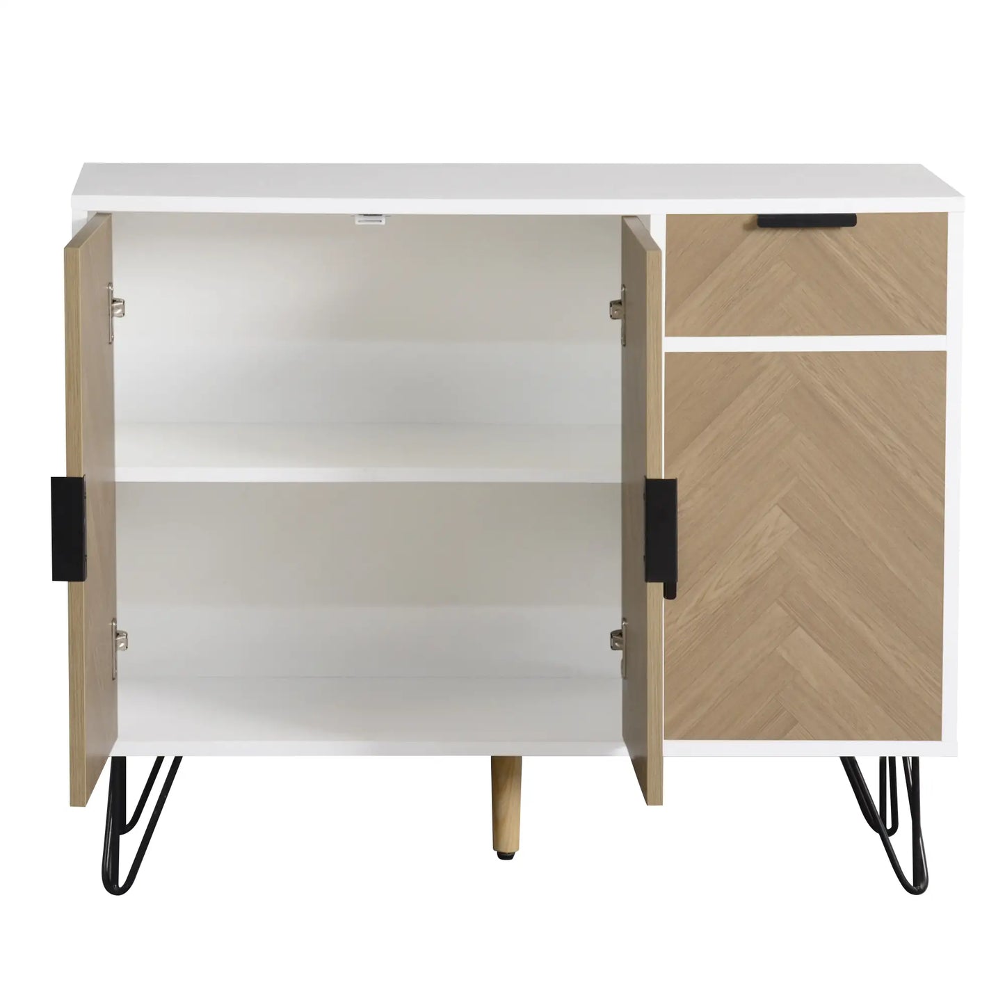 Storage Cabinet with Drawer, Adjustable Shelves, 35.5" L x 11.5" W x 28.5" H, White+Wood Storage Cabinets at Gallery Canada