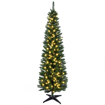 7' Pre Lit Artificial Pencil Christmas Tree, Green Pencil Christmas Trees at Gallery Canada