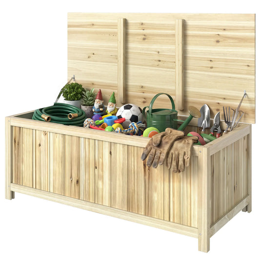 45 Gallon Wooden Storage Box, Patio Deck Box Bench, Natural Patio Storage Boxes Natural at Gallery Canada