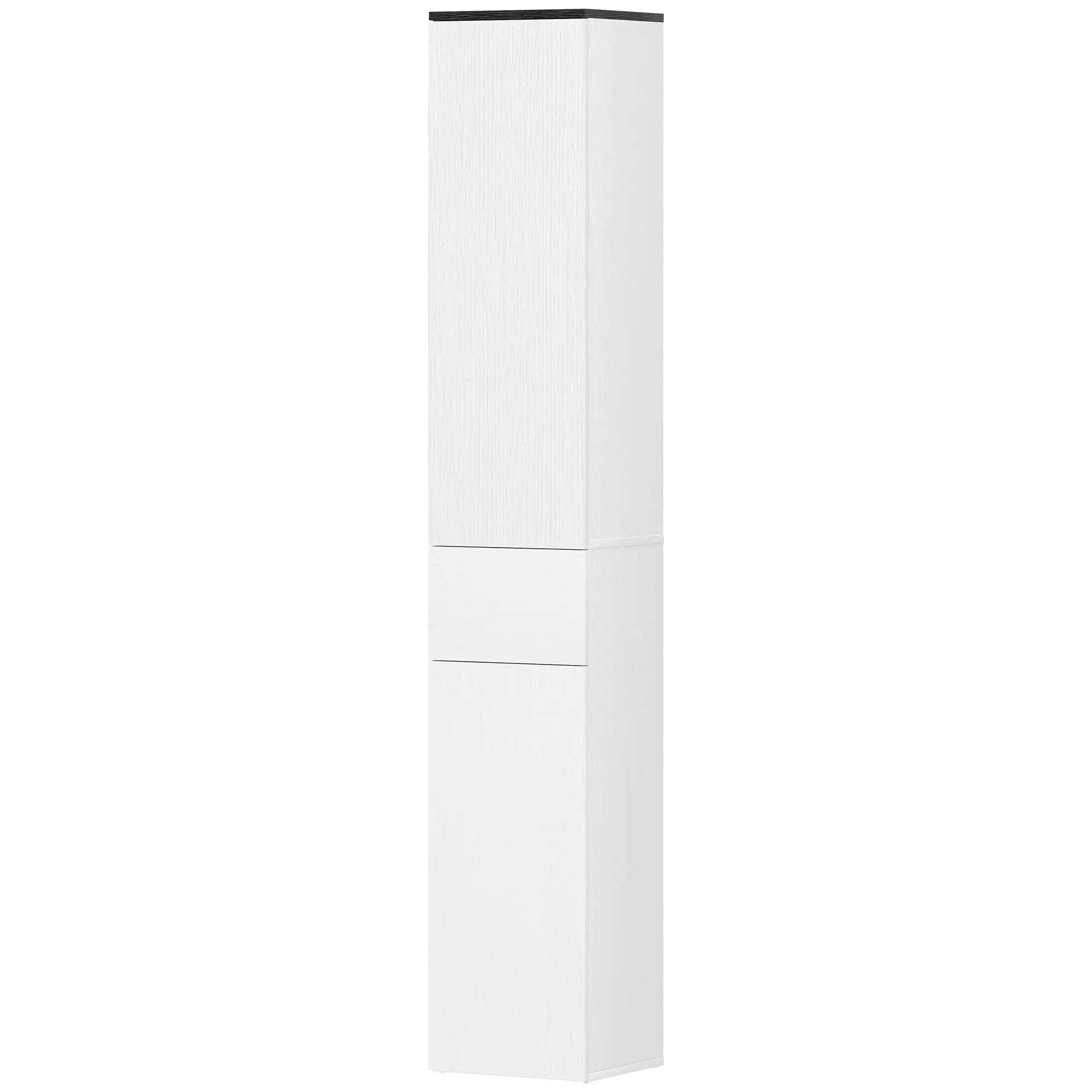 Tall Bathroom Cabinet, 2 Cupboards And Drawer, Adjustable Shelves, White Freestanding Bathroom Cabinets White at Gallery Canada