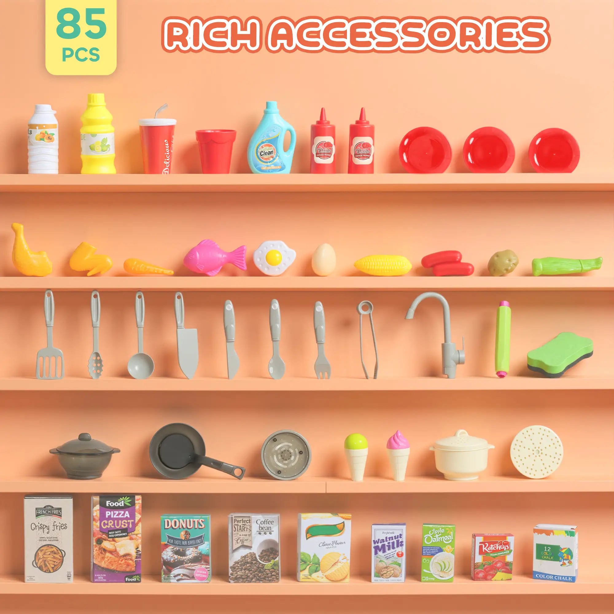 Kids Play Kitchen Set with Lights, Sounds, Pink Play Kitchen at Gallery Canada