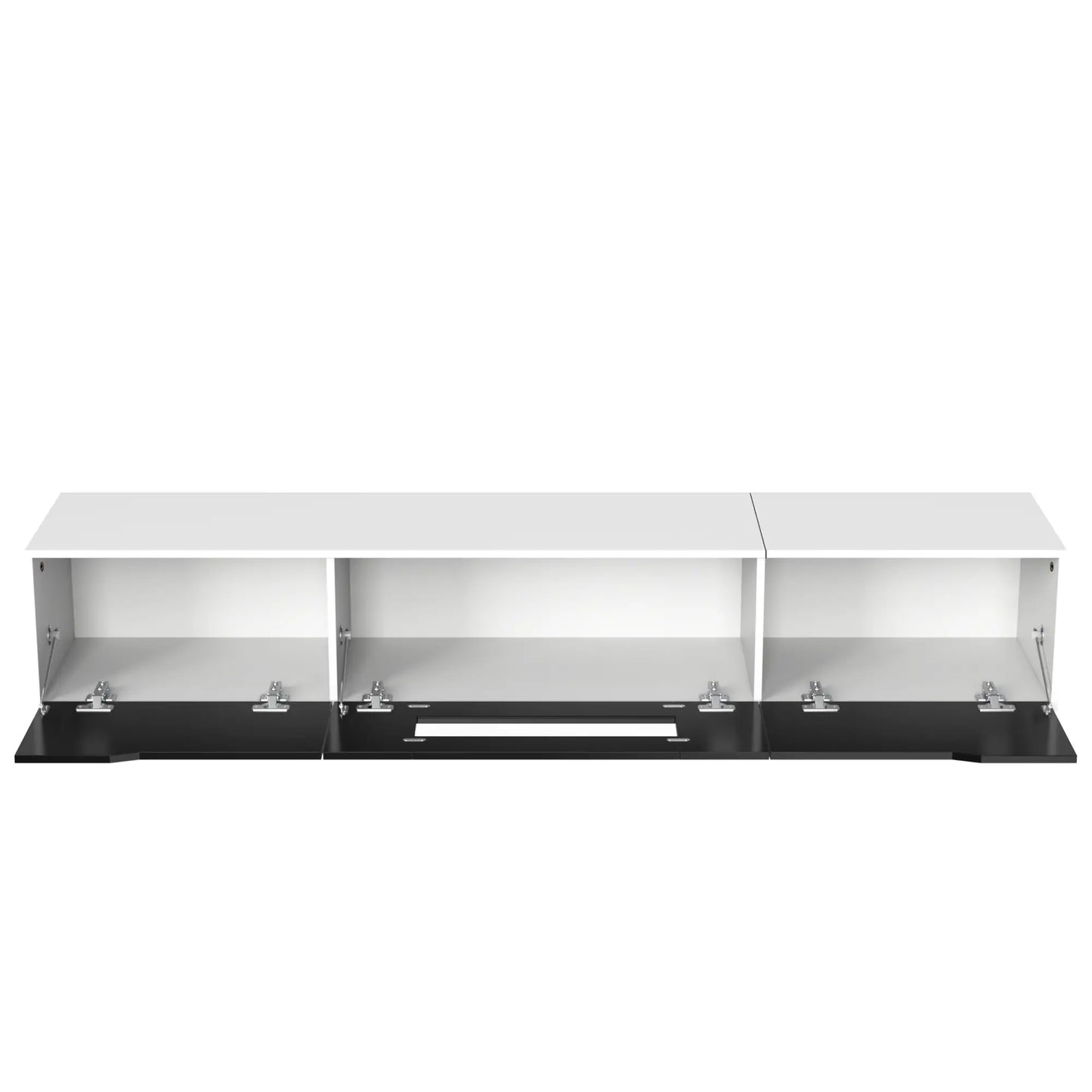 TV Stand With LED Lighting, 71" L x 12" W x 12" H, Black+White TV Stands at Gallery Canada