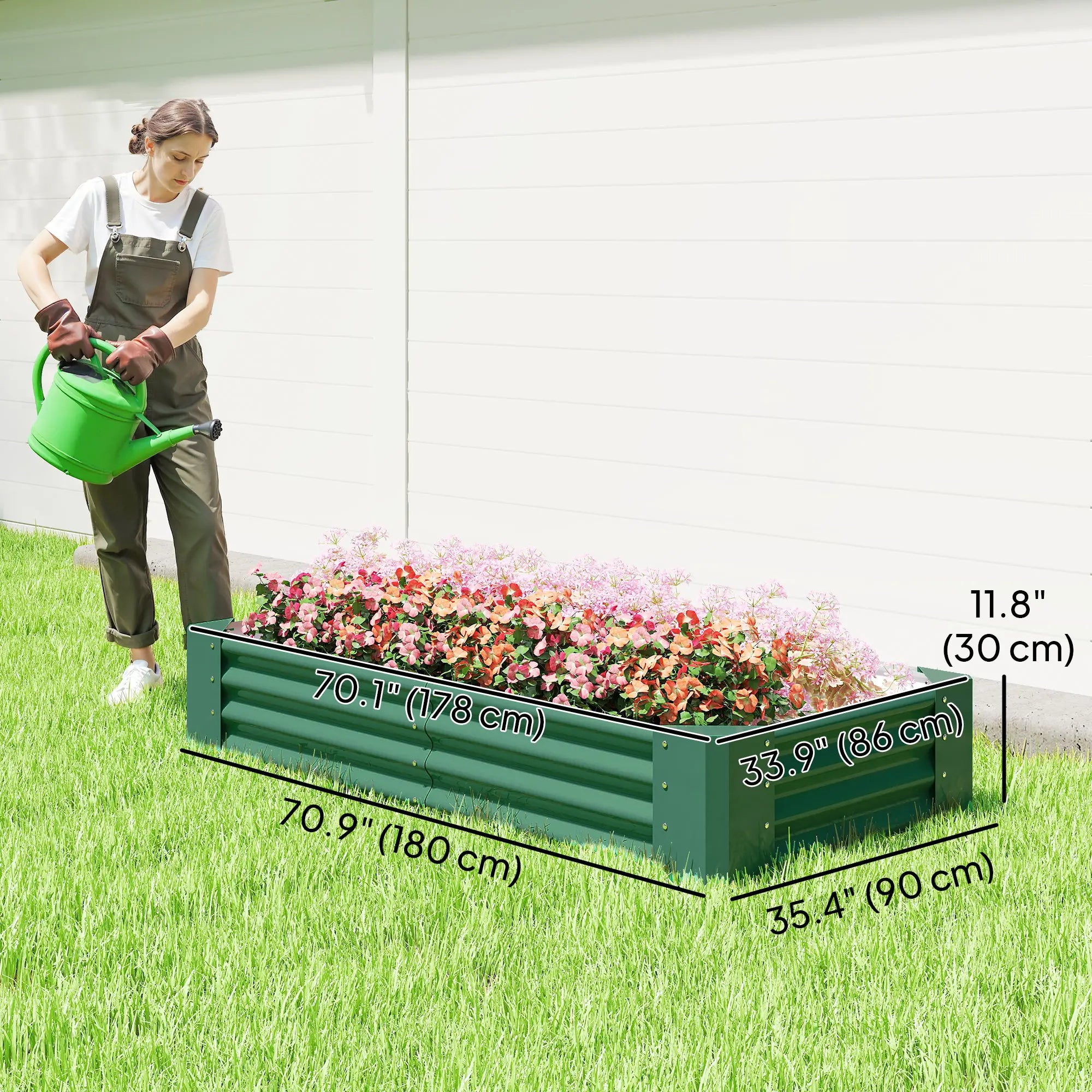6 x 3 x 1ft Galvanized Raised Garden Bed, Reinforced Outdoor Planter Box, Green Galvanized Planter Boxes at Gallery Canada