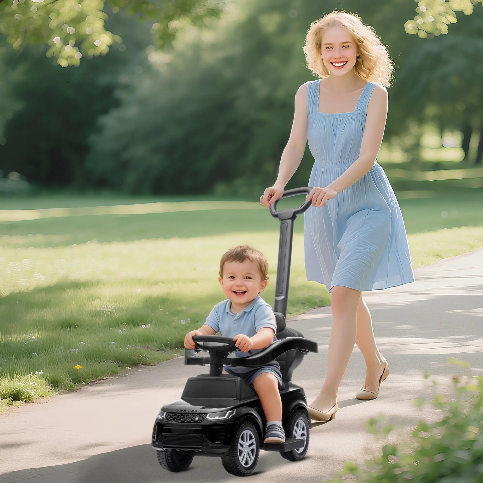 Land Rover Discovery 2-in-1 Ride On Push Car, Black Push Cars for Toddlers at Gallery Canada