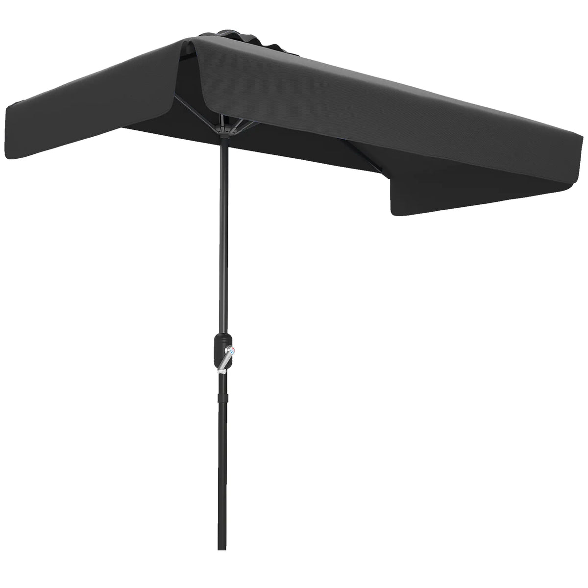 7.5ft Half Umbrella, Semi Round Patio Parasol, Crank Handle, Top Vent, Black