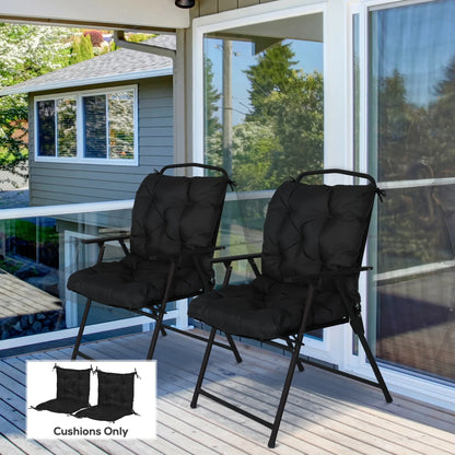 Patio Chair Cushions Set of 2, 39"x20"x3", Tufted, Black Patio Chair Cushions at Gallery Canada