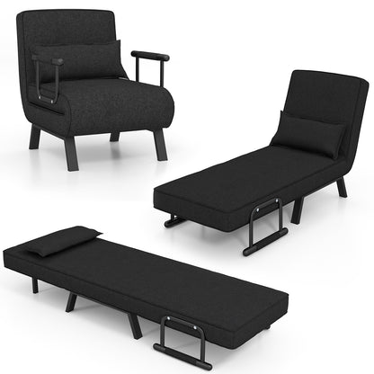 Folding 6 Position Sleeper Bed Armchair Lounge Couch, Black Accent Chairs at Gallery Canada