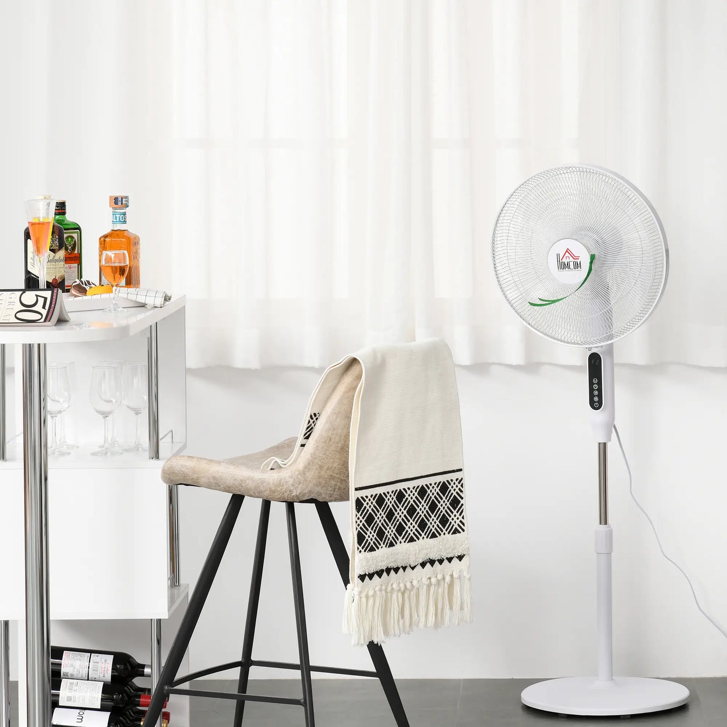 Standing Floor Fan with Remote, Tall Pedestal Fan, White Stand Fans at Gallery Canada