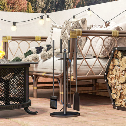 5 Piece Fireplace Tools Set with Stand, Black Fireplaces & Accessories at Gallery Canada