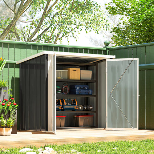 5' x 3' Metal Garden Storage Shed, Tool House, Double Doors