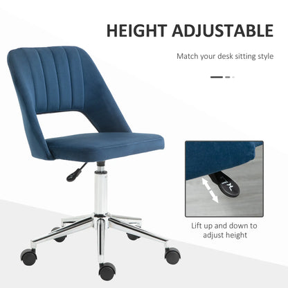 Mid Back Office Chair, Velvet Fabric, Swivel, Scallop Shape, Blue Task Chairs at Gallery Canada
