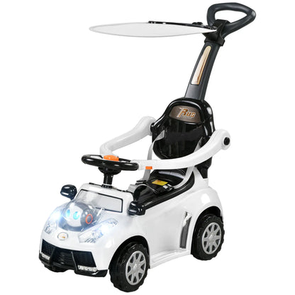 3 in 1 Kids Push Car, Foot to Floor Design, Music, Light, White Push Cars for Toddlers White, Black at Gallery Canada