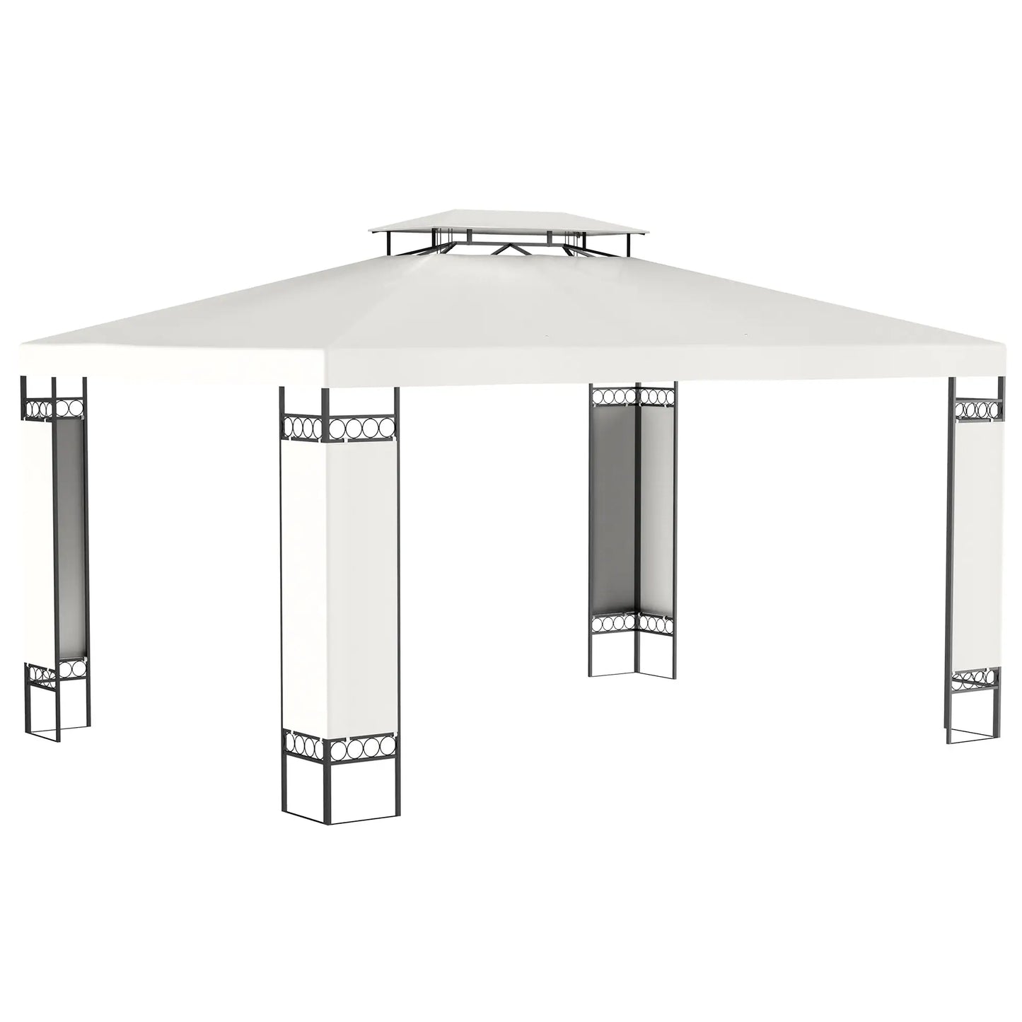 10' x 13' Gazebo, Double Roof Patio Canopy With Screen, White Gazebos at Gallery Canada