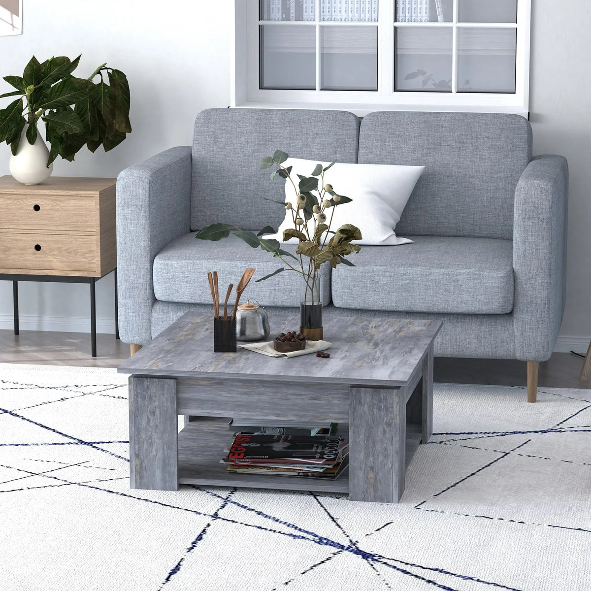 Modern Coffee Table with Storage, Square, Living Room, Grey Coffee Tables at Gallery Canada