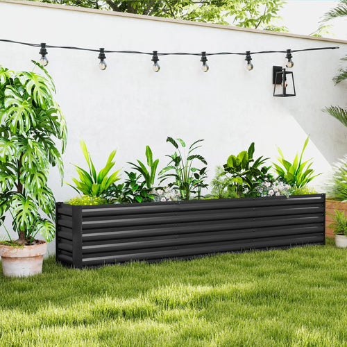 8 x 1.3 x 1.5ft Galvanized Raised Garden Bed, Outdoor Planter Box, Dark Grey
