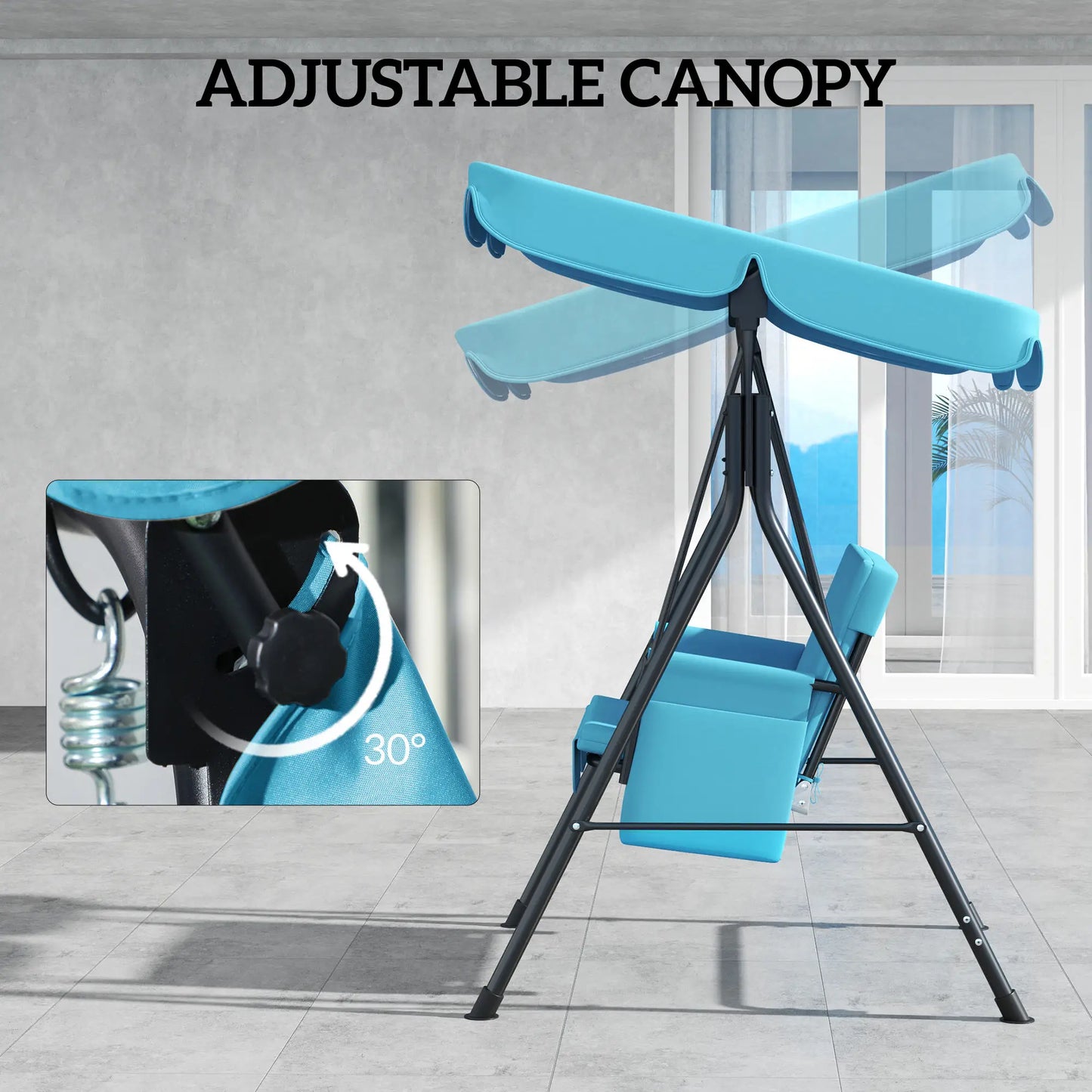 Outdoor Porch Swing, Adjustable Canopy, Removable Cushion, 1-Seat Patio Swings with Stand at Gallery Canada