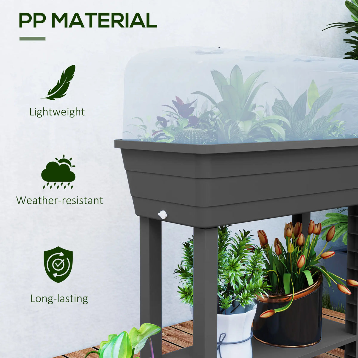 41L Self Watering Raised Garden Bed, Ventilation Lid, Dark Grey Raised Garden Beds at Gallery Canada