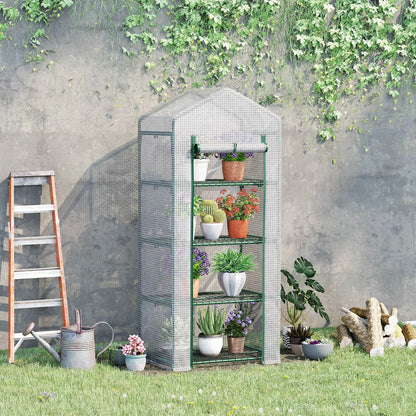 28" x 20" x 63" Portable Greenhouse, 4 Tier Shelves, Steel Frame, PE Cover, White Walk In Greenhouses at Gallery Canada