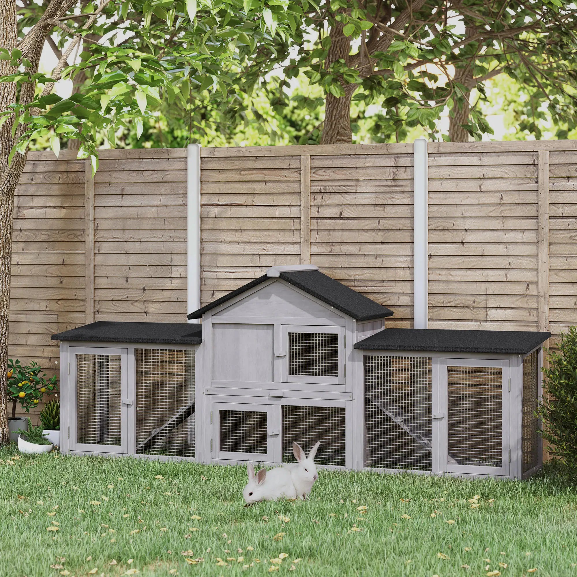 Large Rabbit Hutch, Bunny Cage Outdoor, Guinea Pig House, 83