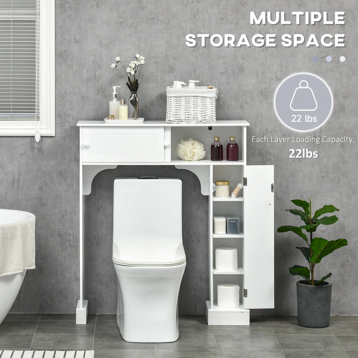 Over Toilet Storage, Bathroom Cabinet, 2 Sliding Doors, 3 Shelves Over The Toilet Storage at Gallery Canada