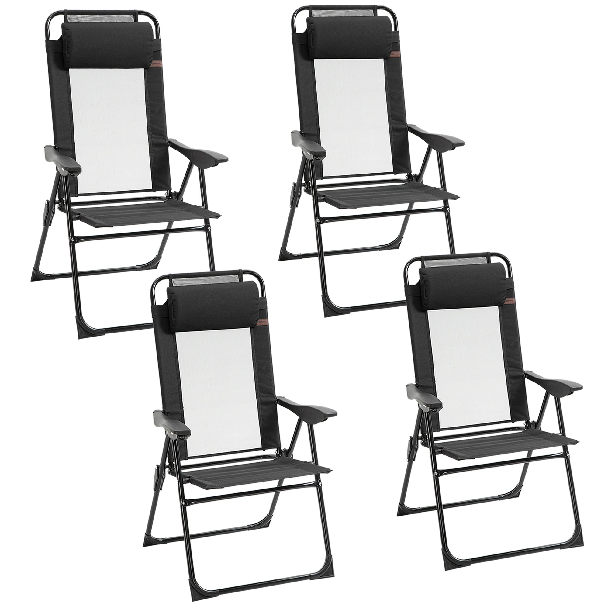 Set of 4 Folding Camping Chairs, Black Patio Chairs Black at Gallery Canada