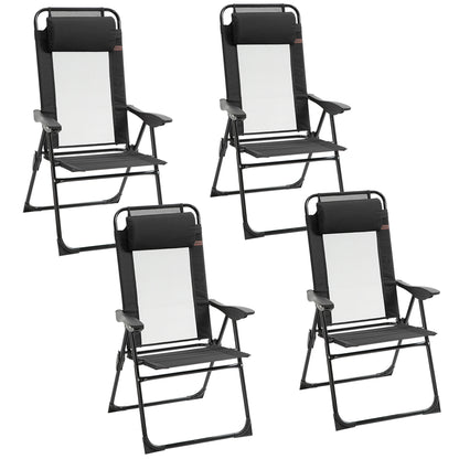 Set of 4 Folding Camping Chairs, Black Patio Chairs Black at Gallery Canada