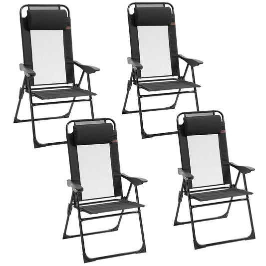 Set of 4 Folding Camping Chairs, Black Patio Chairs Black at Gallery Canada