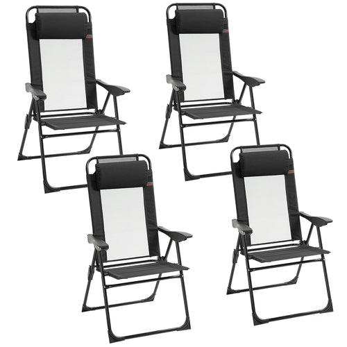 Set of 4 Folding Camping Chairs, Black