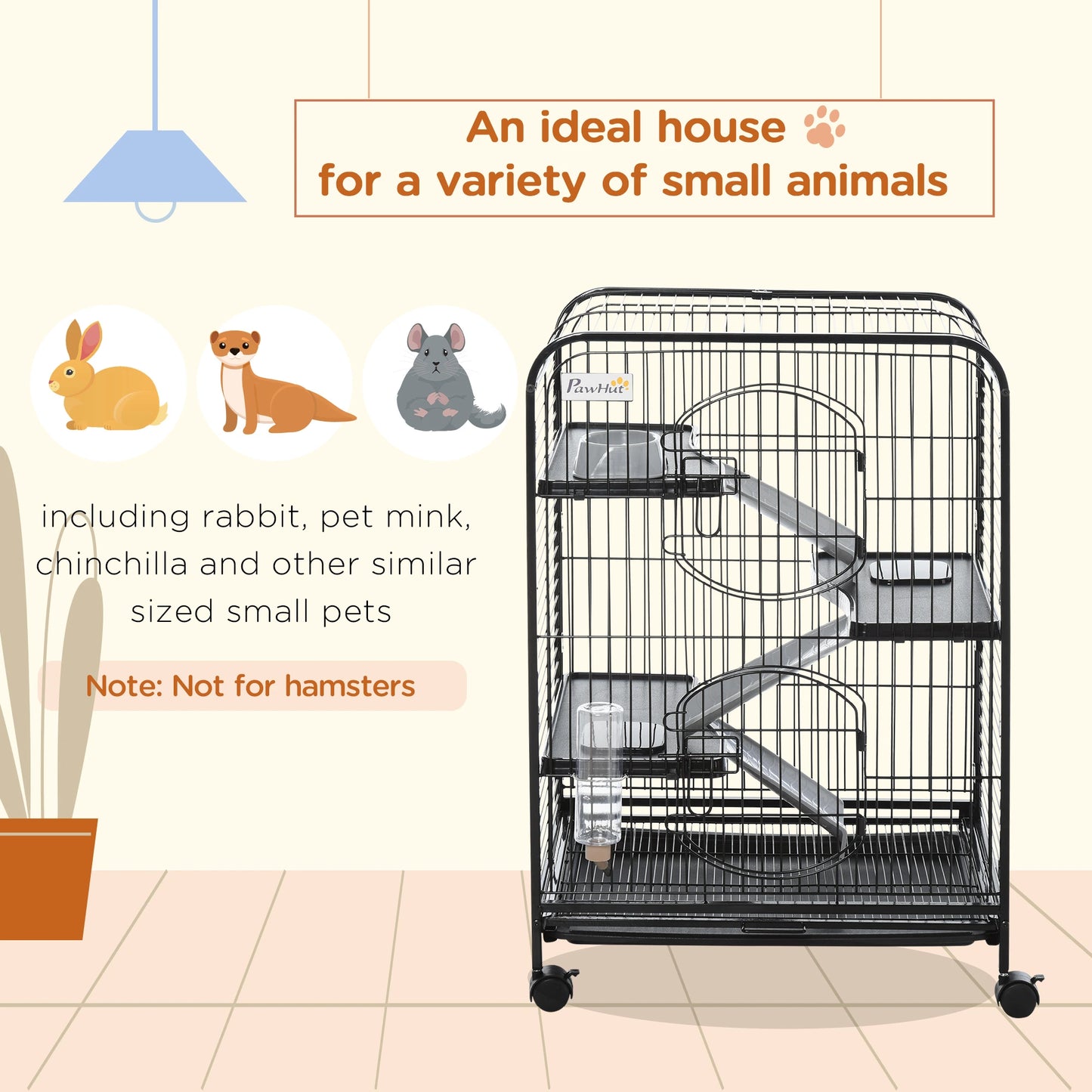 4-Tier Small Animal Cage, Rabbit Ferret Chinchilla Playpen, 24" x 17" x 37" Houses & Habitats at Gallery Canada