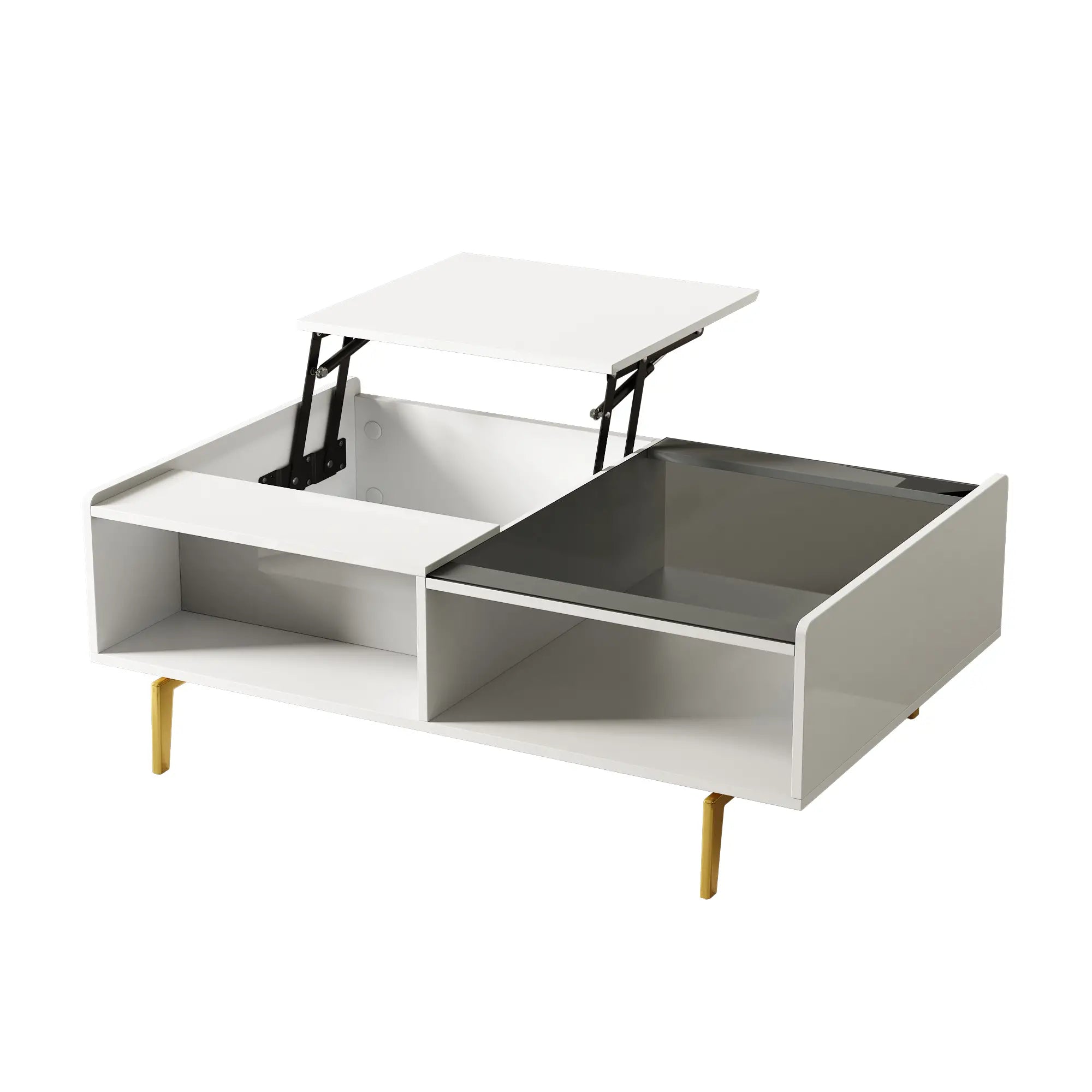 LED Coffee Table, Glass Top with Storage, 43.5